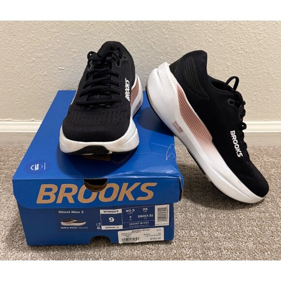 Brooks Ghost Max 3 Womens Size 9 Black Running Shoes Max Cushion Rocker Sneakers - Picture 2 of 13